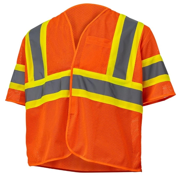 Hi Vis Reflective Tape Mesh Class 3 Safety Hook & Loop Vest - Hi Vis Reflective Tape Mesh Class 3 Safety Hook & Loop Vest - Image 6 of 8