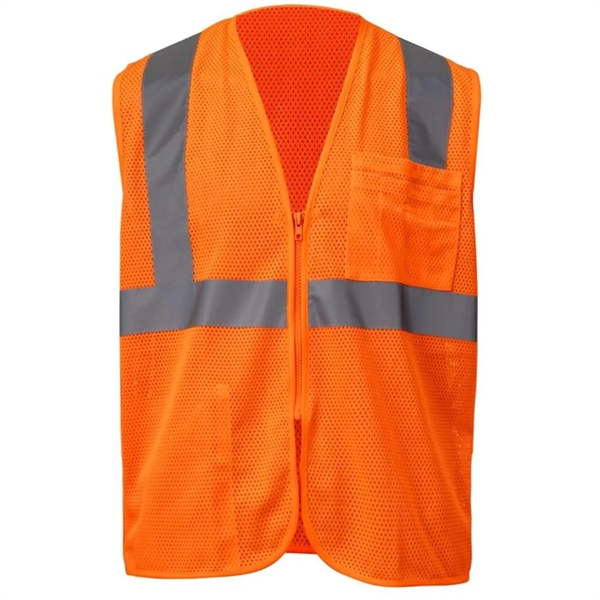 High Viz Reflective Mesh Safety Workwear Zipper Vest Pockets - High Viz Reflective Mesh Safety Workwear Zipper Vest Pockets - Image 1 of 6