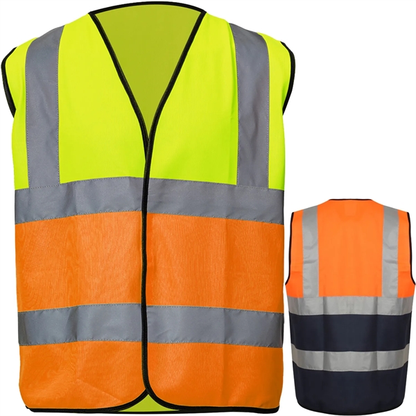 Hi Viz Class 2 Knitted Color Block Safety Loop & Hook Vest - Hi Viz Class 2 Knitted Color Block Safety Loop & Hook Vest - Image 0 of 7