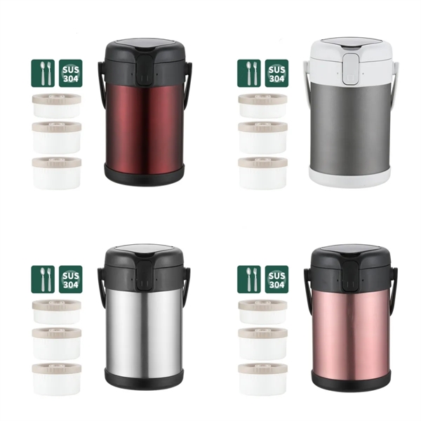 Insulated 3-Tier Stackable Food Container with Lunch Bag - Insulated 3-Tier Stackable Food Container with Lunch Bag - Image 1 of 4