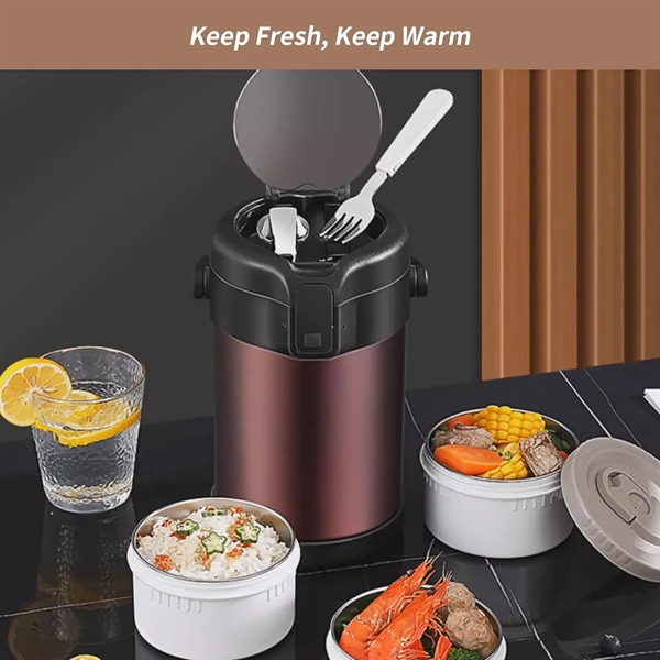 Insulated 3-Tier Stackable Food Container with Lunch Bag - Insulated 3-Tier Stackable Food Container with Lunch Bag - Image 4 of 4