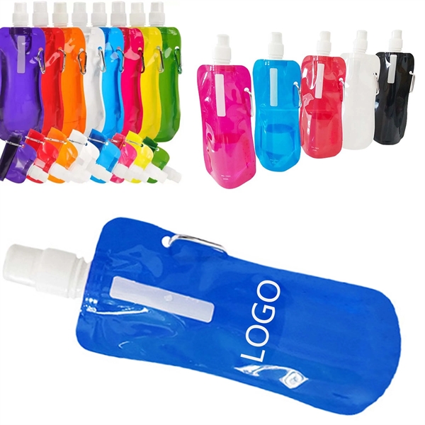 Multicolor Collapsible Water Bottle With Carabiner Clip - Multicolor Collapsible Water Bottle With Carabiner Clip - Image 0 of 1