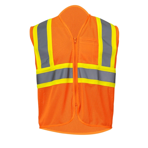 Class 2 Hi-Viz Reflective Tape Safety Zip Vest w/ Pocket - Class 2 Hi-Viz Reflective Tape Safety Zip Vest w/ Pocket - Image 1 of 6