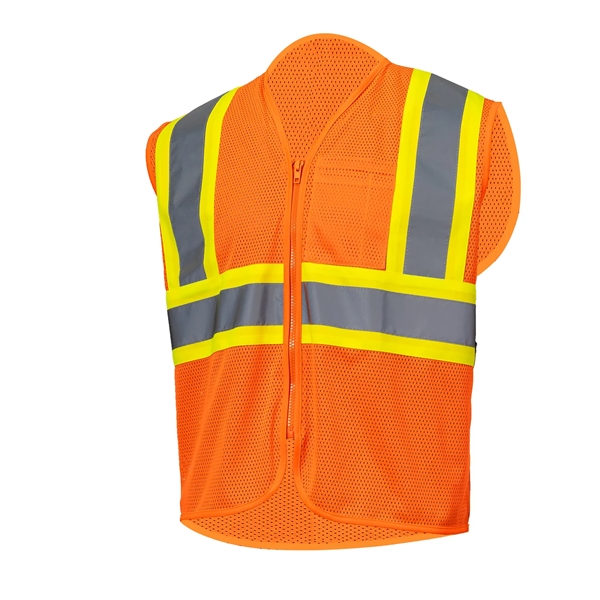 Class 2 Hi-Viz Reflective Tape Safety Zip Vest w/ Pocket - Class 2 Hi-Viz Reflective Tape Safety Zip Vest w/ Pocket - Image 2 of 6