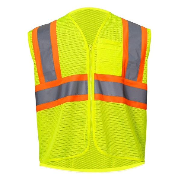 Class 2 Hi-Viz Reflective Tape Safety Zip Vest w/ Pocket - Class 2 Hi-Viz Reflective Tape Safety Zip Vest w/ Pocket - Image 4 of 6