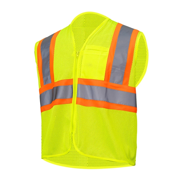 Class 2 Hi-Viz Reflective Tape Safety Zip Vest w/ Pocket - Class 2 Hi-Viz Reflective Tape Safety Zip Vest w/ Pocket - Image 5 of 6