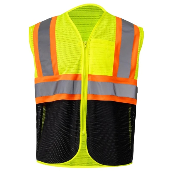 Hi Viz Class 2 Reflective Tape Safety Zipper Vest w/ Pocket - Hi Viz Class 2 Reflective Tape Safety Zipper Vest w/ Pocket - Image 3 of 10