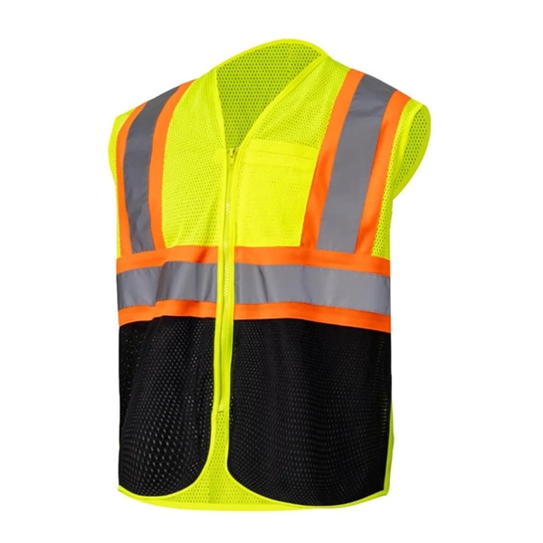 Hi Viz Class 2 Reflective Tape Safety Zipper Vest w/ Pocket - Hi Viz Class 2 Reflective Tape Safety Zipper Vest w/ Pocket - Image 4 of 10