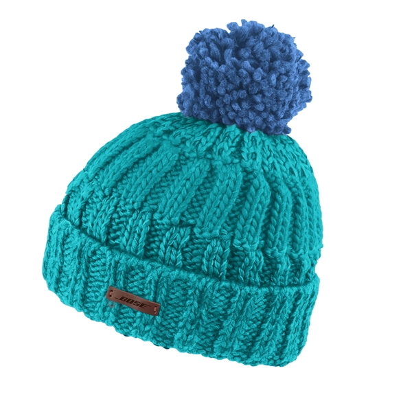 Colorful PomPom Knitted Beanies - Colorful PomPom Knitted Beanies - Image 1 of 3