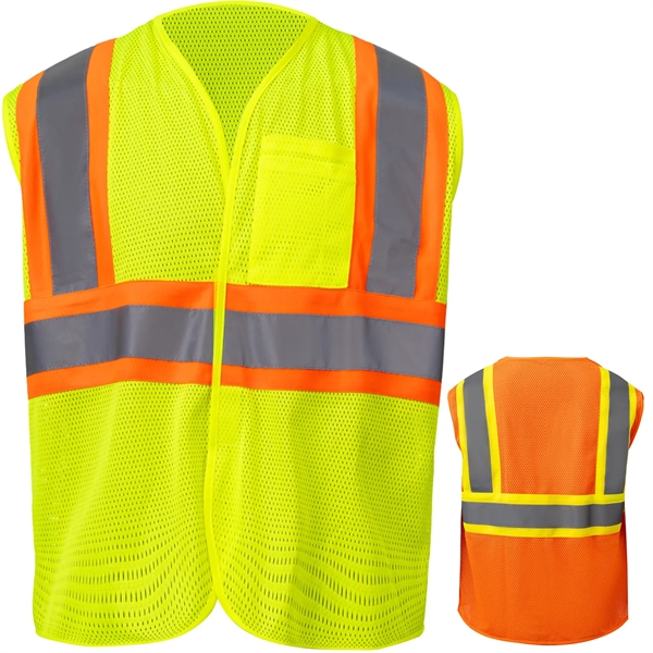 High Viz Class 2 Reflective Tape Safety Hook & Loop Vest - High Viz Class 2 Reflective Tape Safety Hook & Loop Vest - Image 0 of 6