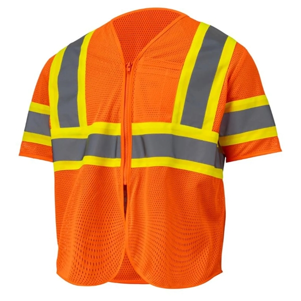 Hi Viz Class 3 Reflective Tape Mesh Safety Zip Pocket Vest - Hi Viz Class 3 Reflective Tape Mesh Safety Zip Pocket Vest - Image 3 of 7
