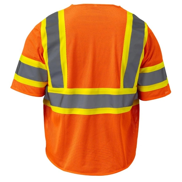 Hi Viz Class 3 Reflective Tape Mesh Safety Zip Pocket Vest - Hi Viz Class 3 Reflective Tape Mesh Safety Zip Pocket Vest - Image 4 of 7