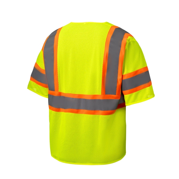 Hi Viz Class 3 Reflective Tape Mesh Safety Zip Pocket Vest - Hi Viz Class 3 Reflective Tape Mesh Safety Zip Pocket Vest - Image 7 of 7