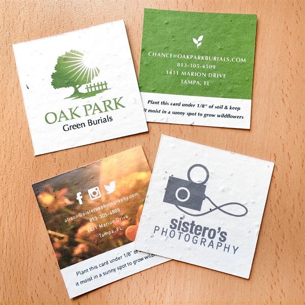 Square Seed Paper Business Cards - Double Sided - Square Seed Paper Business Cards - Double Sided - Image 1 of 5