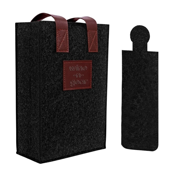 2-Bottle Felt Wine Tote - 2-Bottle Felt Wine Tote - Image 1 of 15