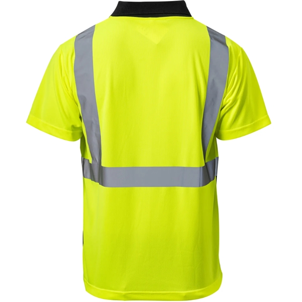 Hi Vis Color Block Breathable Reflective Safety Polo Shirt - Hi Vis Color Block Breathable Reflective Safety Polo Shirt - Image 2 of 3