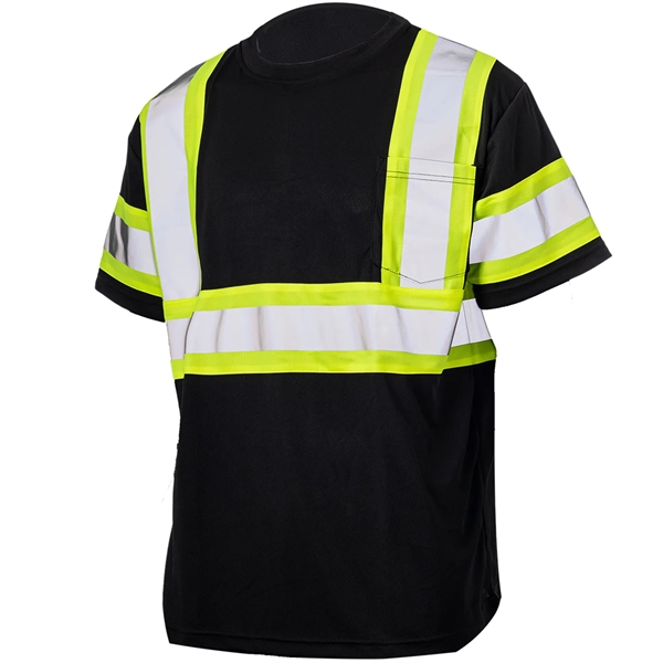 Two Tone Hi Vis Reflective Tape Mesh Safety T-Shirt w/Pocket - Two Tone Hi Vis Reflective Tape Mesh Safety T-Shirt w/Pocket - Image 1 of 6