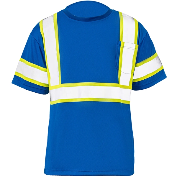 Two Tone Hi Vis Reflective Tape Mesh Safety T-Shirt w/Pocket - Two Tone Hi Vis Reflective Tape Mesh Safety T-Shirt w/Pocket - Image 3 of 6