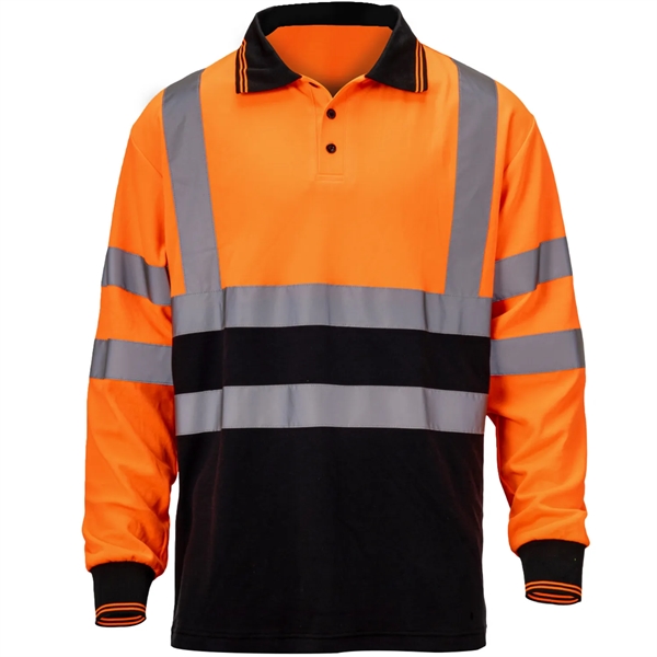 Hi Viz Class 3 Color Block Reflective Safety Polo Shirt - Hi Viz Class 3 Color Block Reflective Safety Polo Shirt - Image 1 of 5