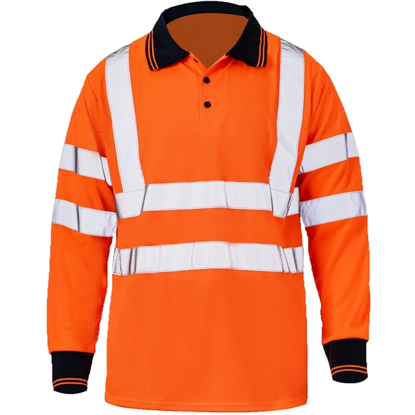 High Vis Class 3 Reflective Safety Long Sleeve Polo Shirt - High Vis Class 3 Reflective Safety Long Sleeve Polo Shirt - Image 5 of 5