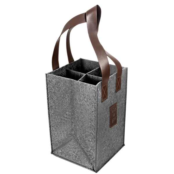 4-Bottle Felt Wine Tote - 4-Bottle Felt Wine Tote - Image 8 of 15