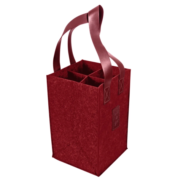 4-Bottle Felt Wine Tote - 4-Bottle Felt Wine Tote - Image 12 of 15
