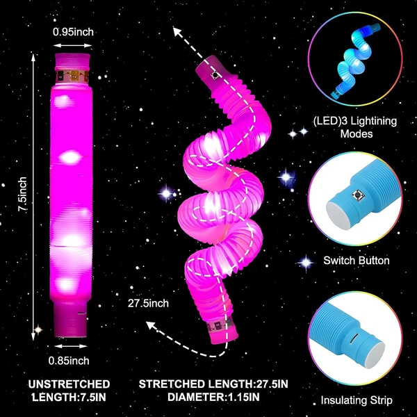LED Light up Sensory Pop Tube Toy - LED Light up Sensory Pop Tube Toy - Image 2 of 5