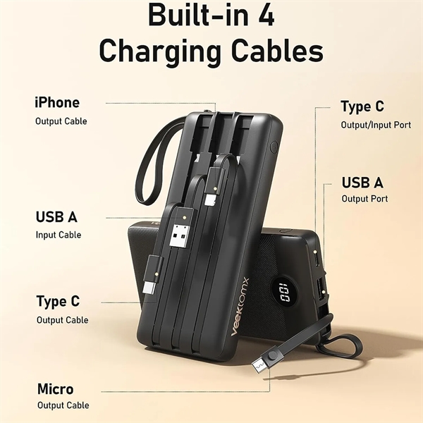 4 Built in Charging Cable 10000mAh Fast Power Bank - 4 Built in Charging Cable 10000mAh Fast Power Bank - Image 3 of 5