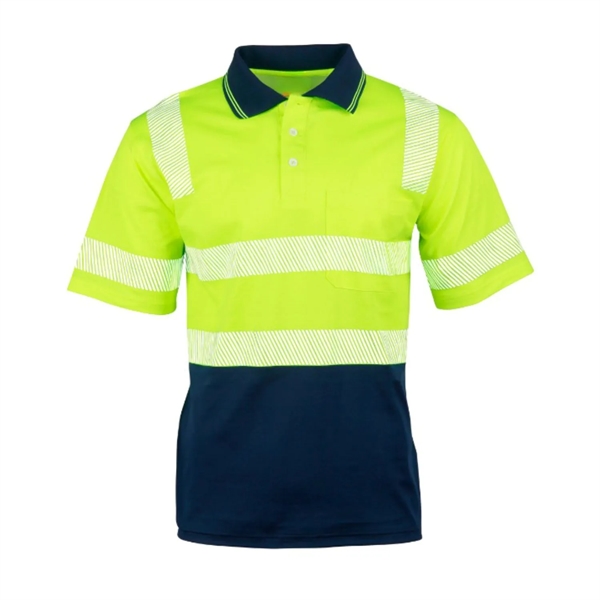 Class 3 Hi Viz Cotton Knitted Segmented Tape Safety Polo - Class 3 Hi Viz Cotton Knitted Segmented Tape Safety Polo - Image 1 of 4