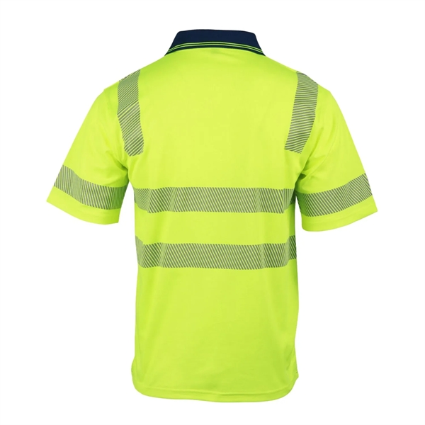 Class 3 Hi Viz Cotton Knitted Segmented Tape Safety Polo - Class 3 Hi Viz Cotton Knitted Segmented Tape Safety Polo - Image 2 of 4