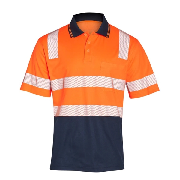 Class 3 Hi Viz Cotton Knitted Segmented Tape Safety Polo - Class 3 Hi Viz Cotton Knitted Segmented Tape Safety Polo - Image 3 of 4