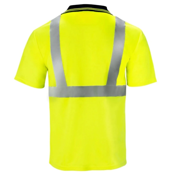 Class 2 Hi Viz Cotton Reflective Tape Safety Polo w/ Pocket - Class 2 Hi Viz Cotton Reflective Tape Safety Polo w/ Pocket - Image 4 of 4