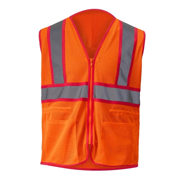 Lady Hi-Viz Mesh Zipper Vest Reflective Safety Workwear - Lady Hi-Viz Mesh Zipper Vest Reflective Safety Workwear - Image 0 of 2