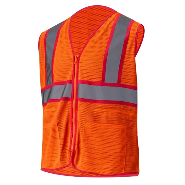 Lady Hi-Viz Mesh Zipper Vest Reflective Safety Workwear - Lady Hi-Viz Mesh Zipper Vest Reflective Safety Workwear - Image 1 of 2