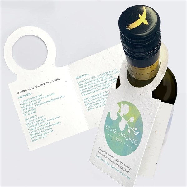 Double-Sided Seed Paper Wine Bottle Tag With Fold - Double-Sided Seed Paper Wine Bottle Tag With Fold - Image 0 of 0