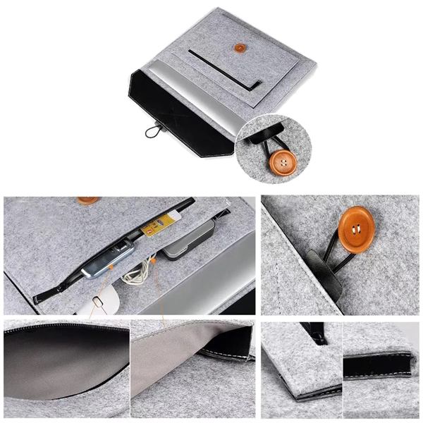 13 Inches Felt Multifunctional Laptop Sleeve Case In Stock - 13 Inches Felt Multifunctional Laptop Sleeve Case In Stock - Image 2 of 3