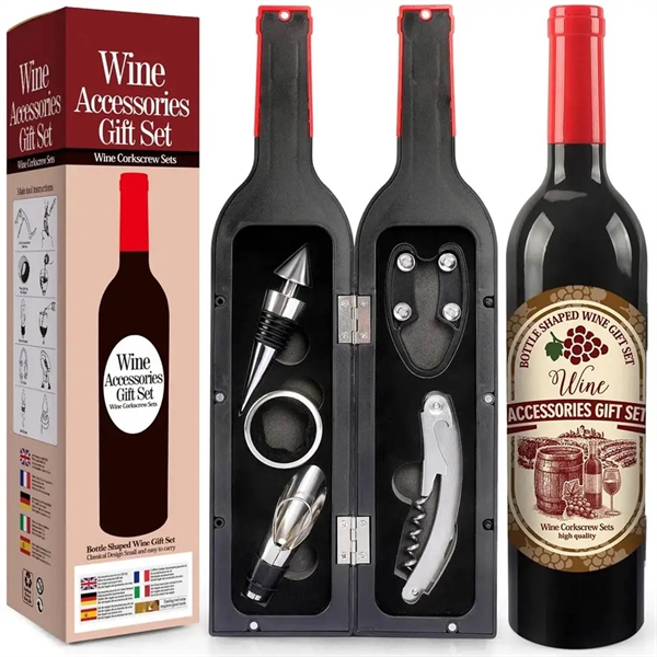 Wine Bottle Accessories Gift Set Opener Kit - Wine Bottle Accessories Gift Set Opener Kit - Image 1 of 8
