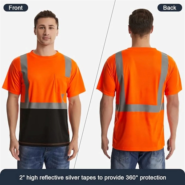 Hi Visibility Class 2 Reflective Tape Safety Pocket T-Shirt - Hi Visibility Class 2 Reflective Tape Safety Pocket T-Shirt - Image 2 of 4