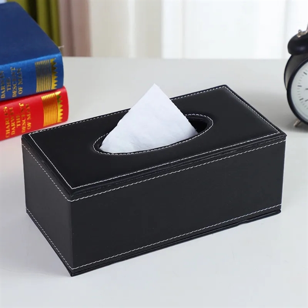 Leather Square Tissue Box - Leather Square Tissue Box - Image 2 of 6