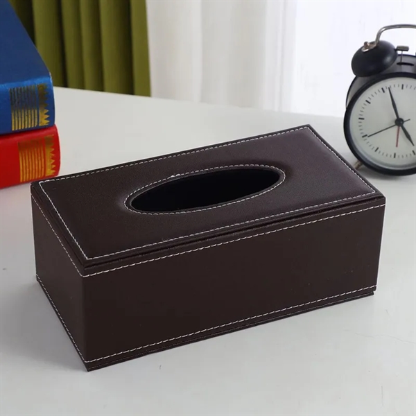Leather Square Tissue Box - Leather Square Tissue Box - Image 5 of 6