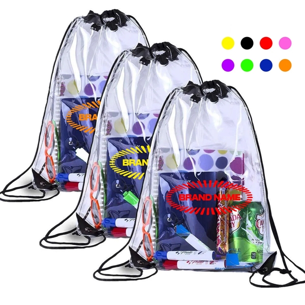 Customizable Waterproof Clear Stadium Drawstring Bag - Customizable Waterproof Clear Stadium Drawstring Bag - Image 0 of 6