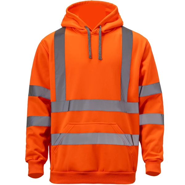 Class 3 High Vis Reflective Safety Workwear Hoodie Pullover - Class 3 High Vis Reflective Safety Workwear Hoodie Pullover - Image 1 of 4