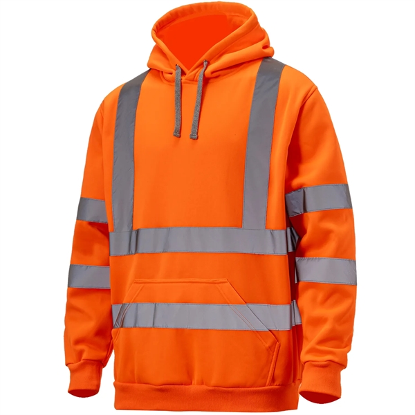 Class 3 High Vis Reflective Safety Workwear Hoodie Pullover - Class 3 High Vis Reflective Safety Workwear Hoodie Pullover - Image 2 of 4