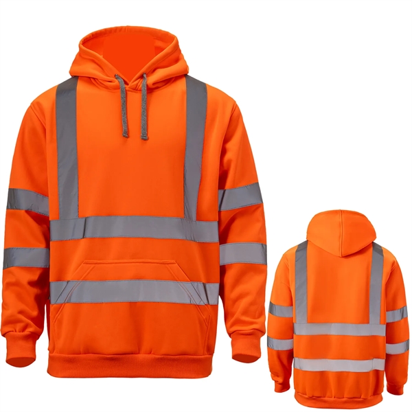 Class 3 High Vis Reflective Safety Workwear Hoodie Pullover - Class 3 High Vis Reflective Safety Workwear Hoodie Pullover - Image 0 of 4