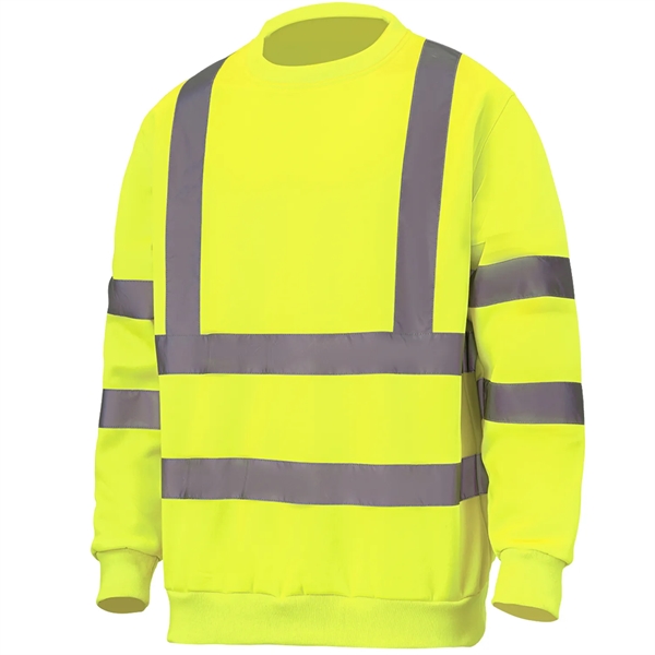 Class 3 Hi Vis 2" Reflective Tape Safety Sweatshirt - Class 3 Hi Vis 2" Reflective Tape Safety Sweatshirt - Image 6 of 8
