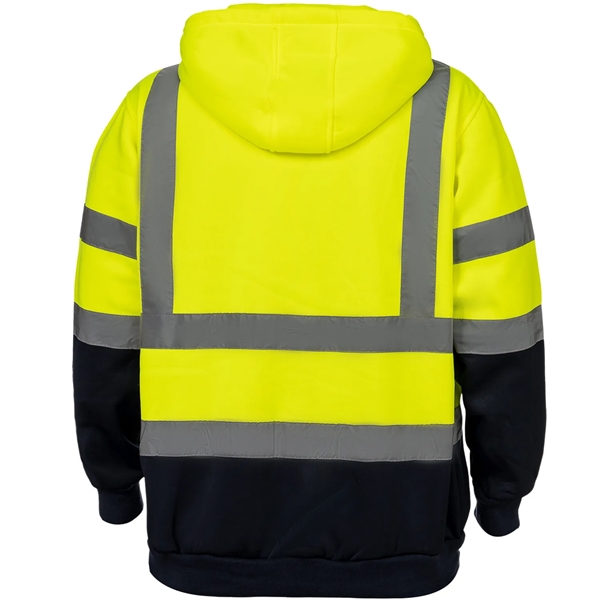 Two Tone Hi Viz Class 3 Reflective Tape Safety Zipper Hoodie - Two Tone Hi Viz Class 3 Reflective Tape Safety Zipper Hoodie - Image 4 of 4