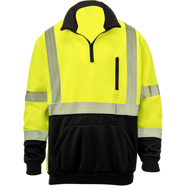 Segmented Tape Color Block Hi Vis Class 3 Safety 1/4 Zipper - Segmented Tape Color Block Hi Vis Class 3 Safety 1/4 Zipper - Image 3 of 7