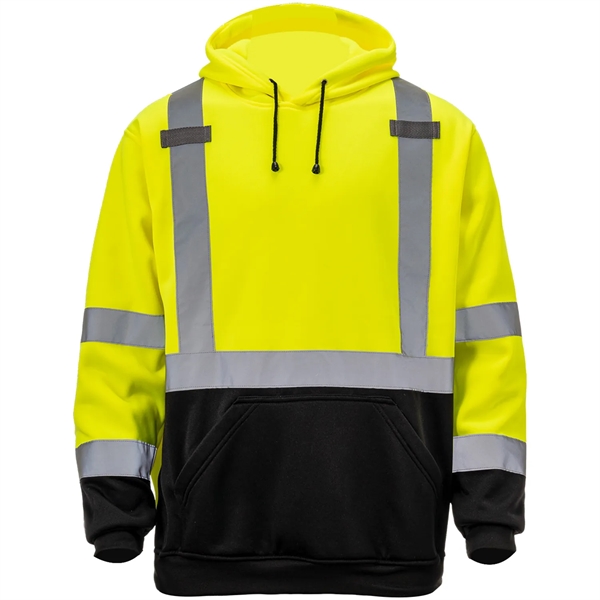 Hi Viz Class 3 Reflective Tape Safety Dual Mic Tabs Hoodie - Hi Viz Class 3 Reflective Tape Safety Dual Mic Tabs Hoodie - Image 1 of 4