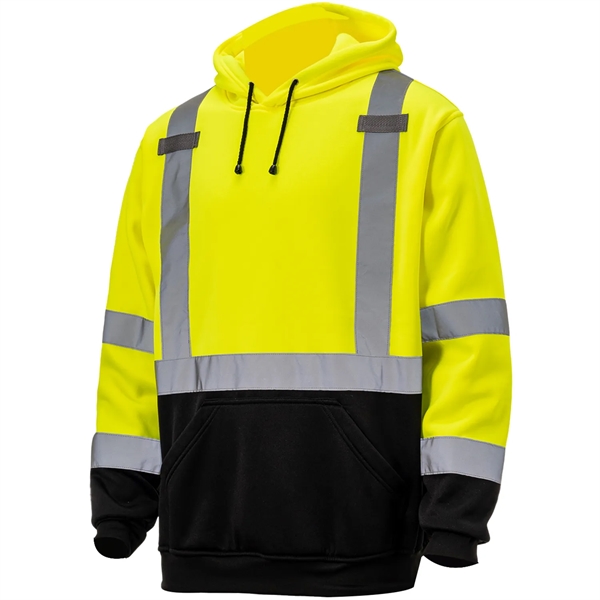 Hi Viz Class 3 Reflective Tape Safety Dual Mic Tabs Hoodie - Hi Viz Class 3 Reflective Tape Safety Dual Mic Tabs Hoodie - Image 2 of 4