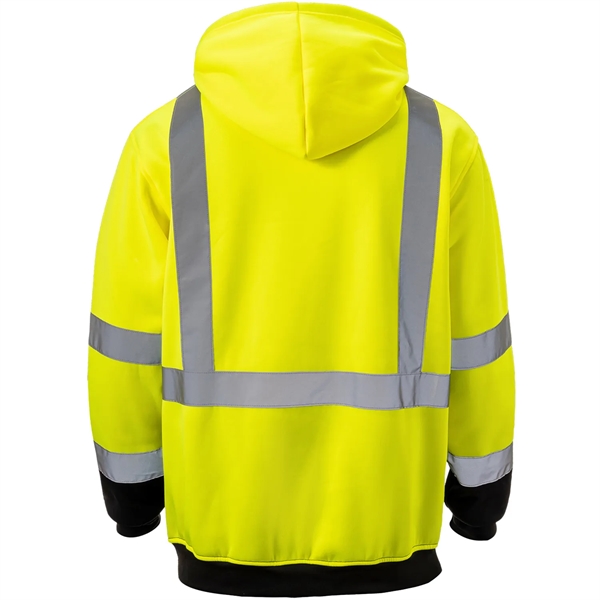 Hi Viz Class 3 Reflective Tape Safety Dual Mic Tabs Hoodie - Hi Viz Class 3 Reflective Tape Safety Dual Mic Tabs Hoodie - Image 3 of 4